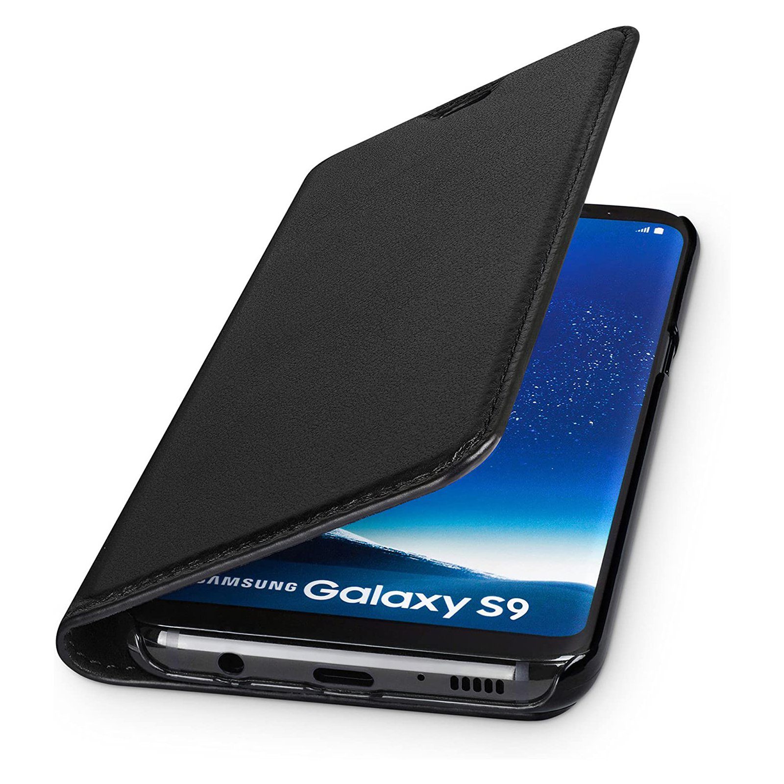 wiiuka Handyhülle suiit Hülle für Samsung Galaxy S9, Klapphülle Handgefertigt - Deutsches Leder, Premium Case