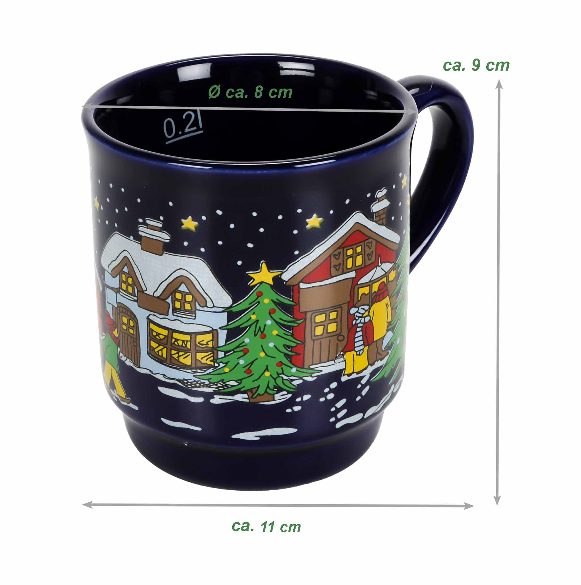 Wurm Tasse Glühweinbecher, 3-tlg., Keramik, Glühweintasse