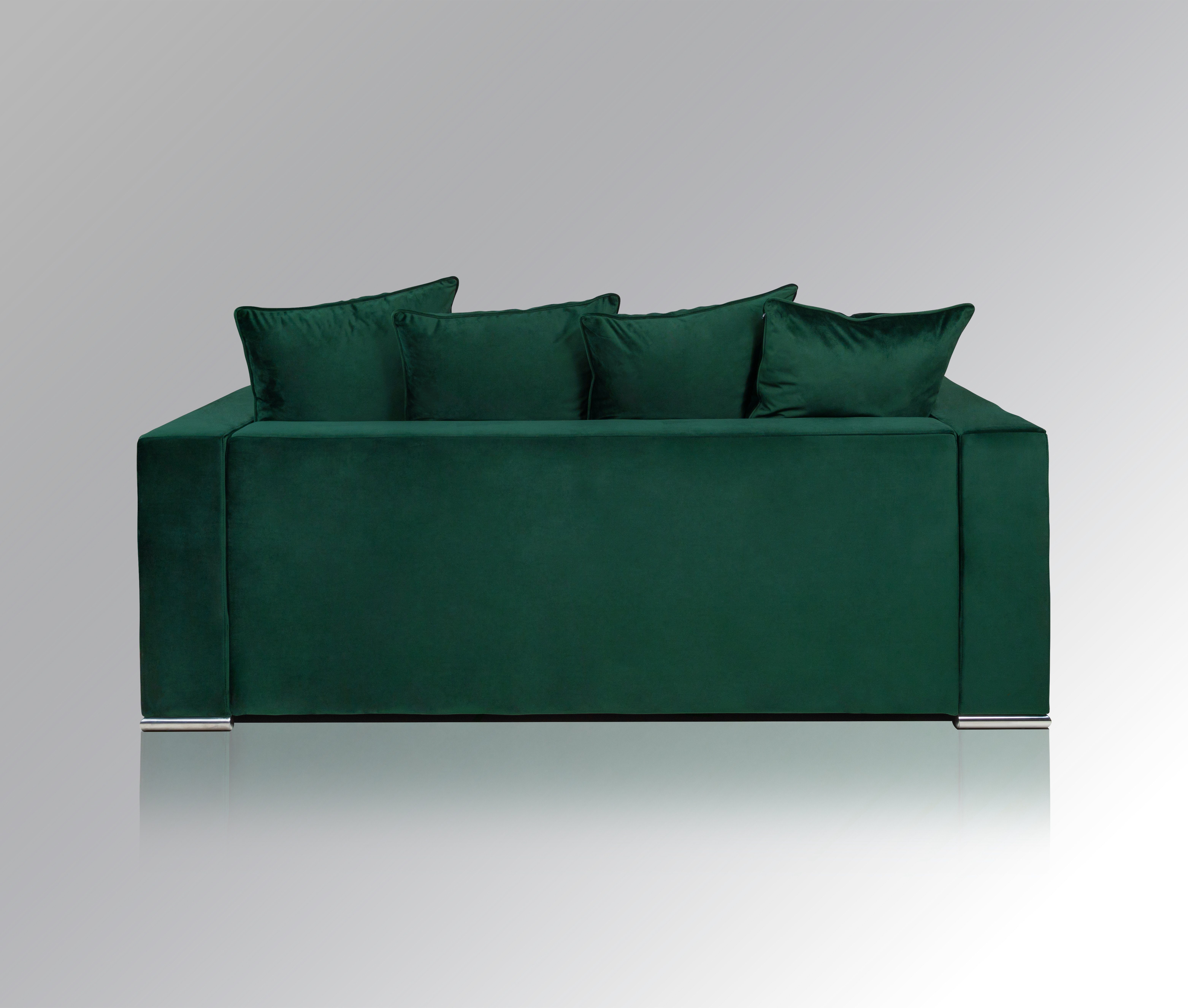 AMARIS Elements Sofa Couch Größen 2m, 'George' od. Stoff-Bezug Sitzer gemütlich Grün Samt 4 2 (Samt)