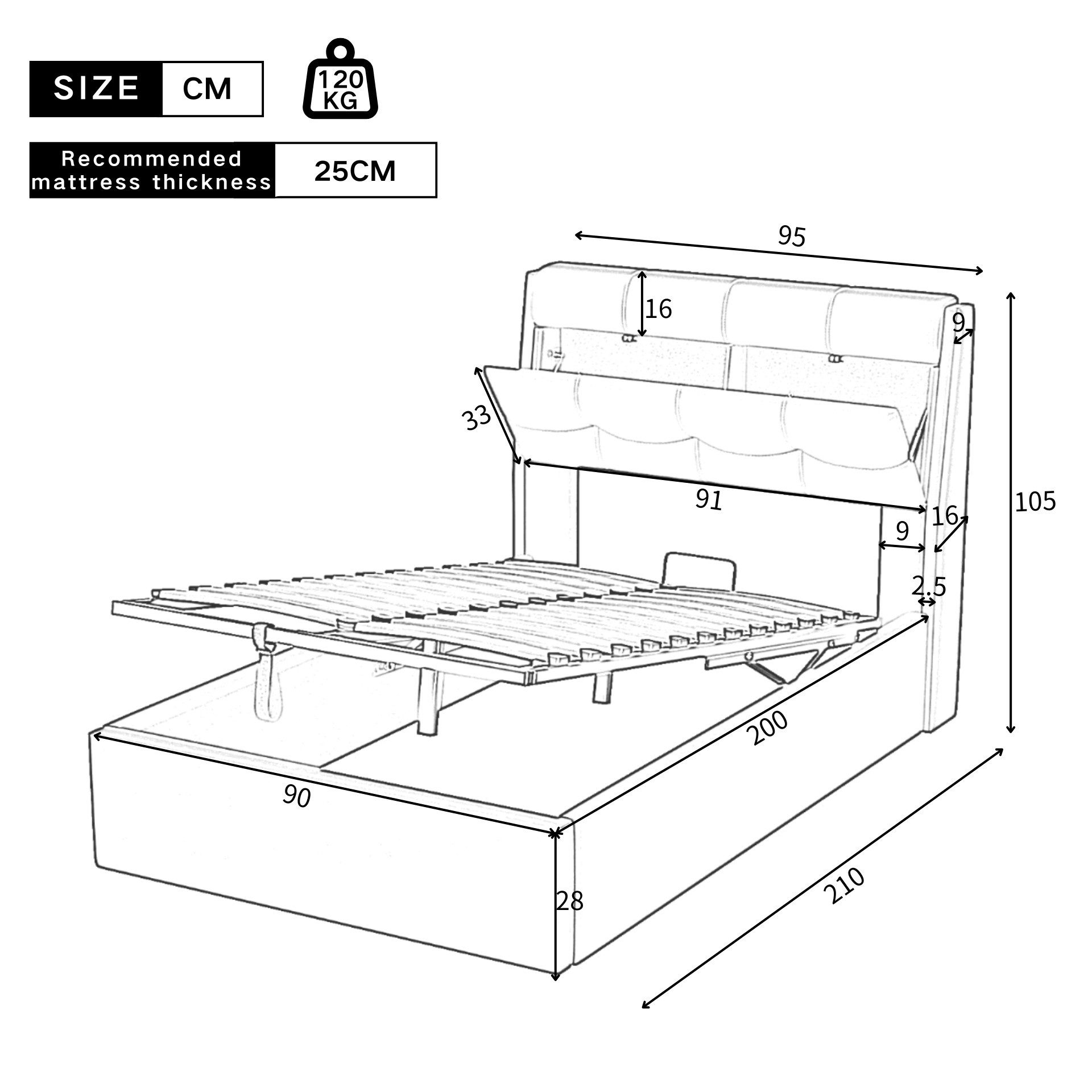 Ulife Polsterbett Hydraulisches Stauraumbett, Versteckte Aufbewahrung günstig online kaufen