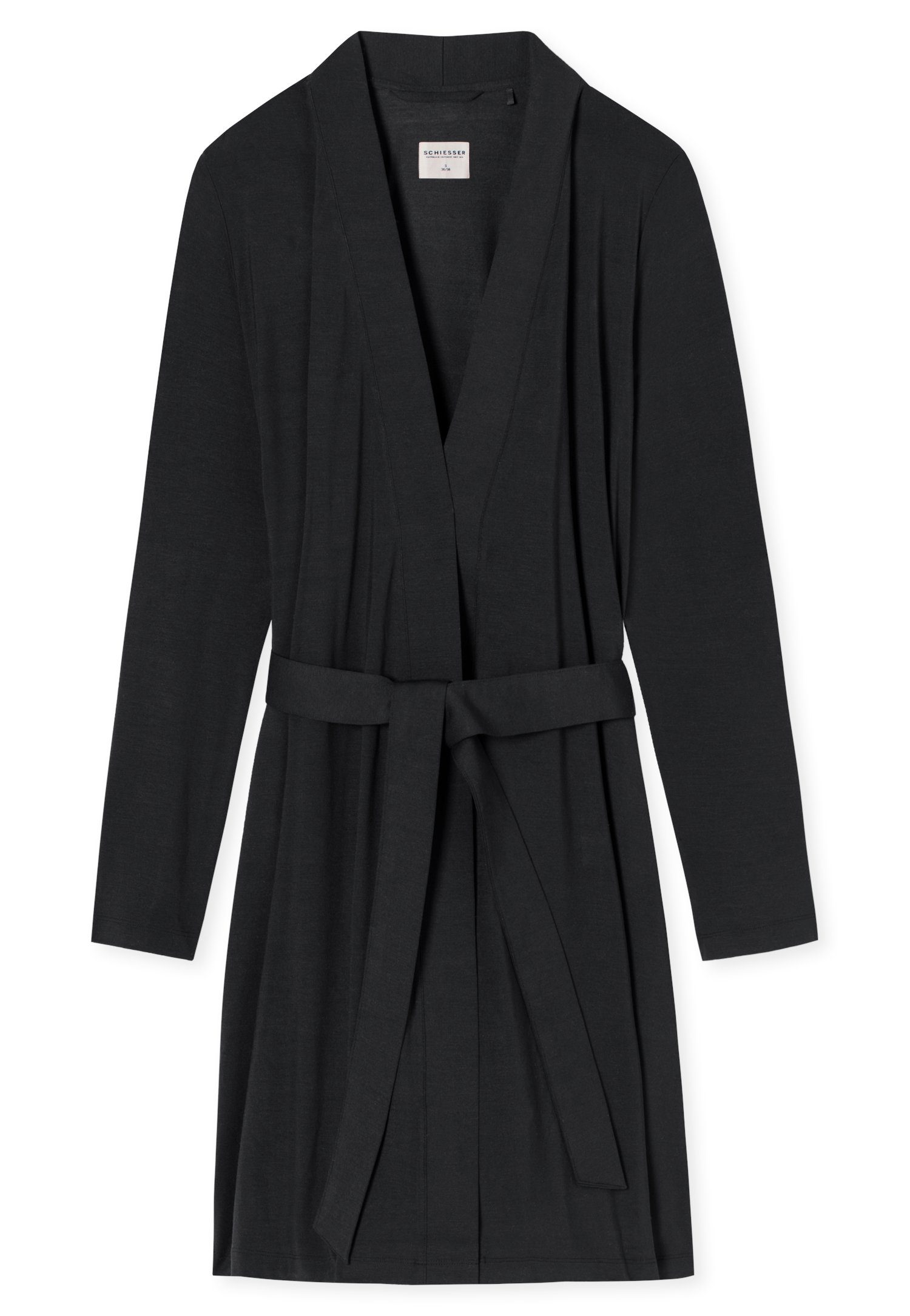 Schiesser Morgenmantel "Essentials", Kurzform, Modal, Kimono-Kragen, Gürtel günstig online kaufen