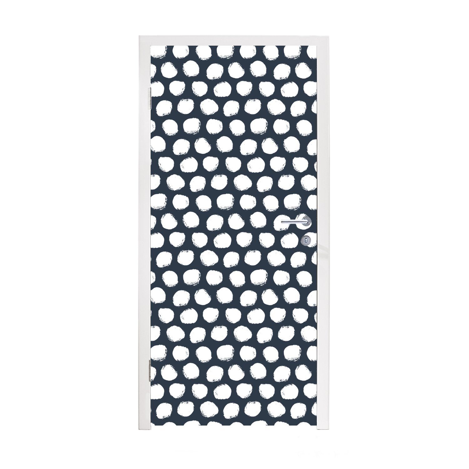 MuchoWow Türtapete Tupfen - Muster - Weiß, Matt, bedruckt, (1 St), Fototapete für Tür, Türaufkleber, 75x205 cm