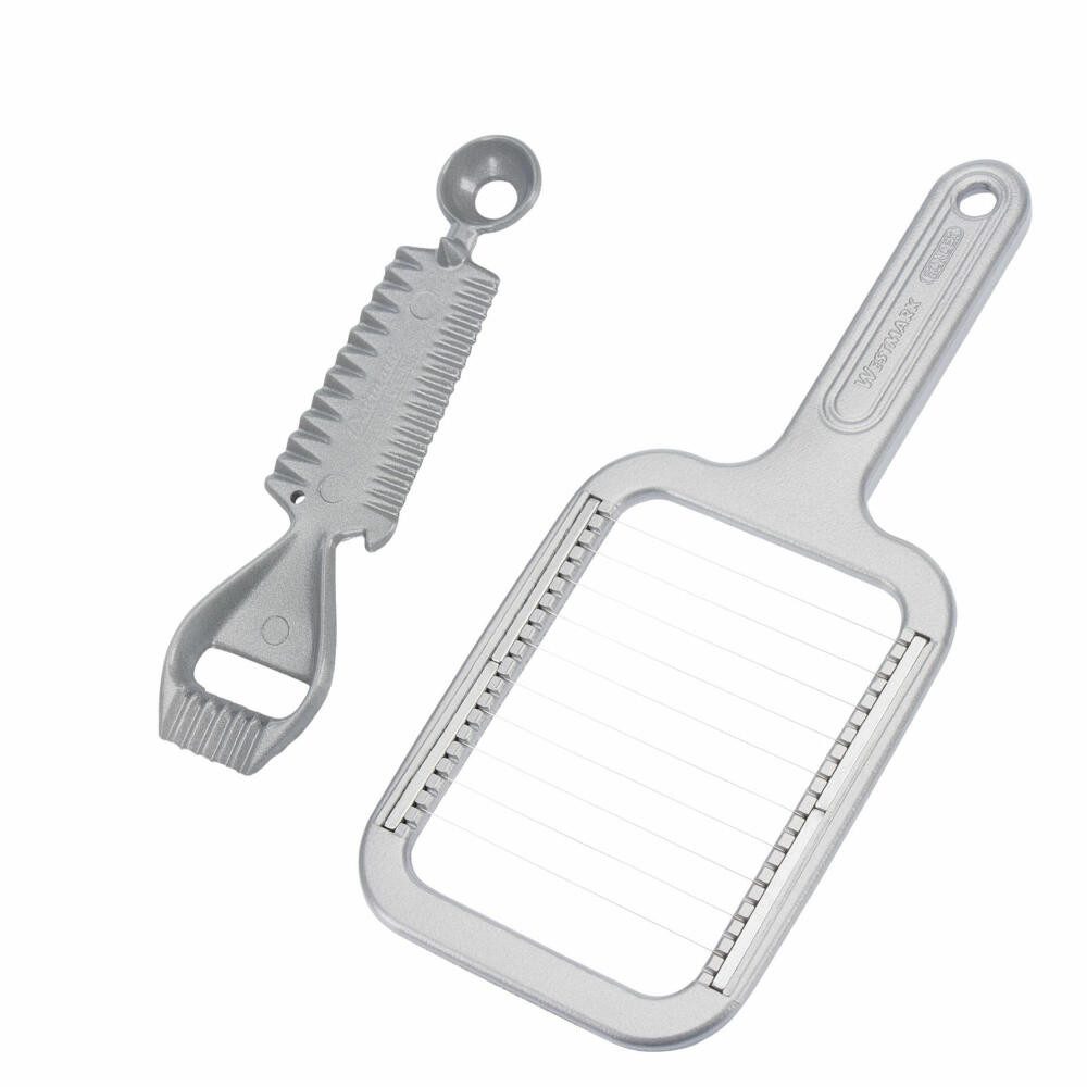 WESTMARK Tortenwerkzeug 2-tlg.: 1 Butterteiler + 1 Mehrzweckgarnierer, Grau/Silber, gleichmäßiges Teilen, dekorative Präsentation, Made in Germany