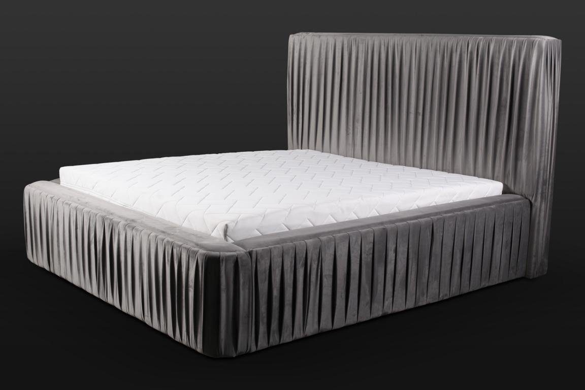 (1-tlg., Design Bett Doppelschlafzimmer elegant Europa Stoff Holzmöbel JVmoebel klassische Made in Bett), 1x Graue