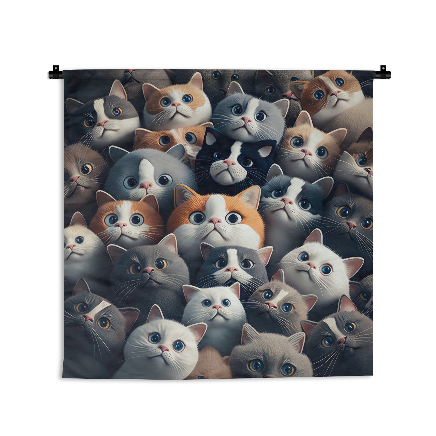 MuchoWow Wanddekoobjekt Katze - Tiere Grau - Muster - für Wohnzimmer, - Schlafzimmer, Wanddeko Katze Wandbehang, Kleid, Kind, - Kinderzimmer