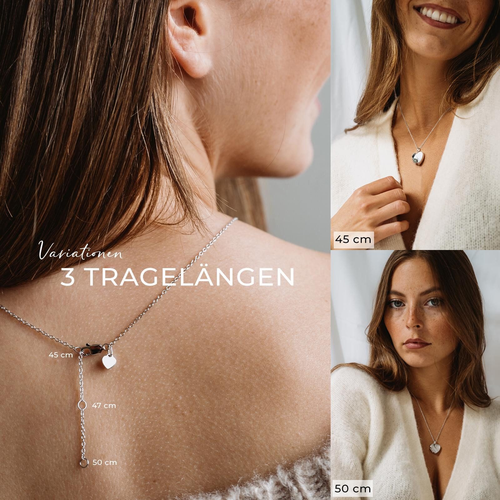 Amoonic Amulett Herz Medaillon zum Öffnen für Bilder Silber 925 Herzkette Anhänger (inkl. Schmucketui), Anhänger aufklappbar befüllbar Foto Gold Rosegold vergoldet Geschenk