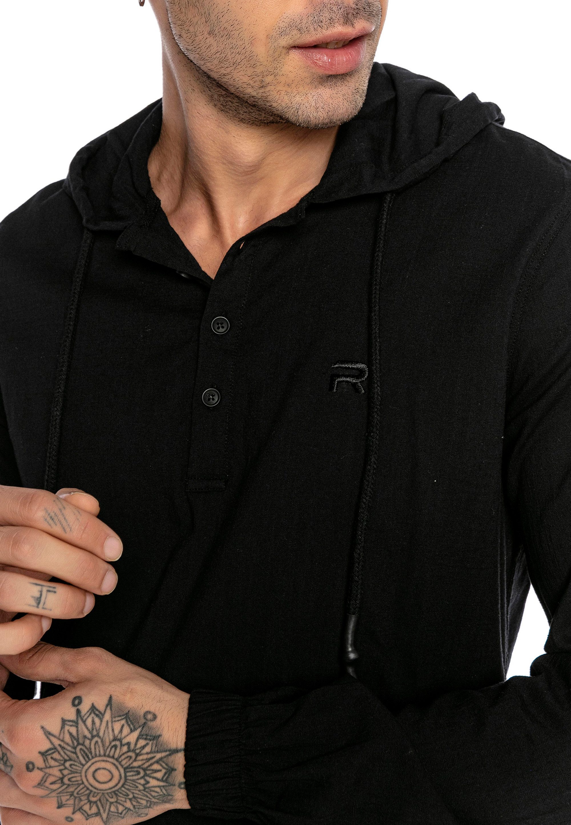 RedBridge Langarmshirt mit Kapuze - Knopfleiste günstig online kaufen