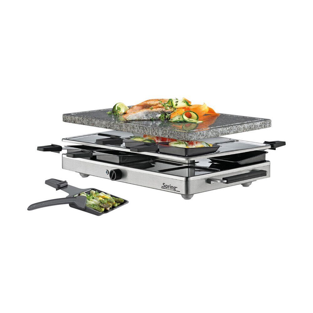 Spring Raclette Raclette für 8 48x27x15 cm Classic edelstahl, Edelstahl, nicht spülmaschinengeeignet, Induktion, alle Herdarten
