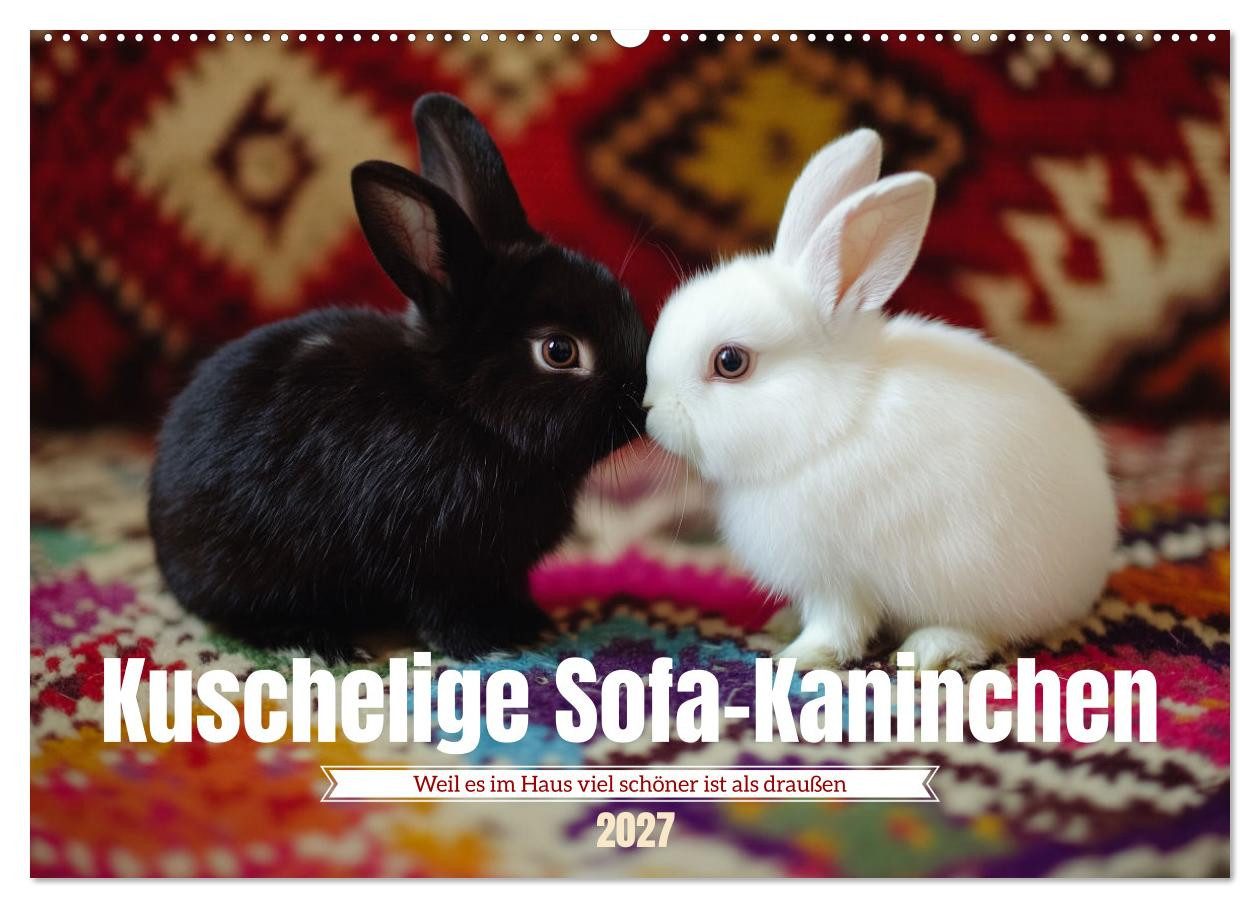 CALVENDO Wandkalender Kuschelige Sofa-Kaninchen (Wandkalender 2027 DIN A2 quer), CALVENDO Mo