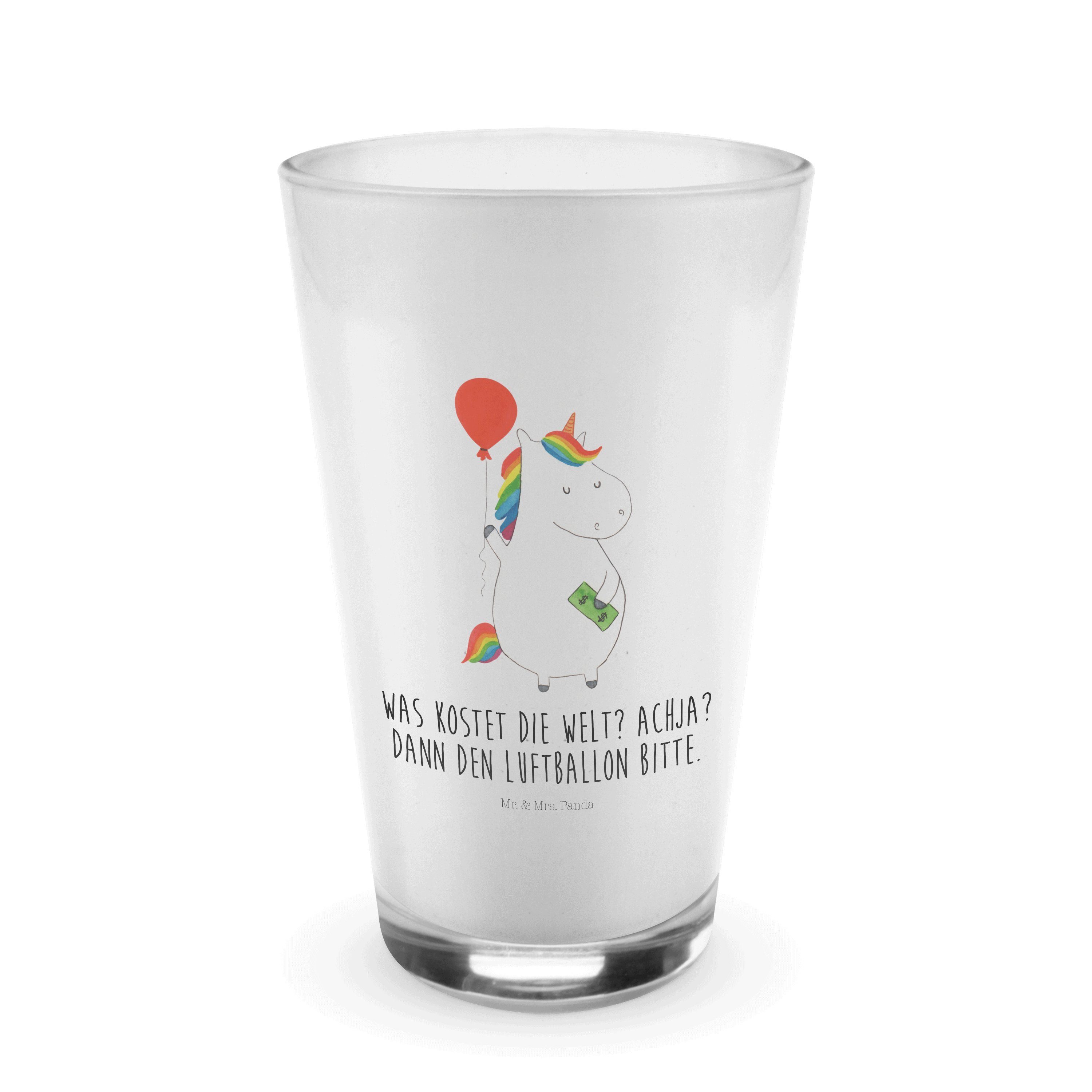 Mr. & Mrs. Panda Glas Einhorn Luftballon - Transparent - Geschenk, Pegasus, Glas, Cappuccin, Premium Glas