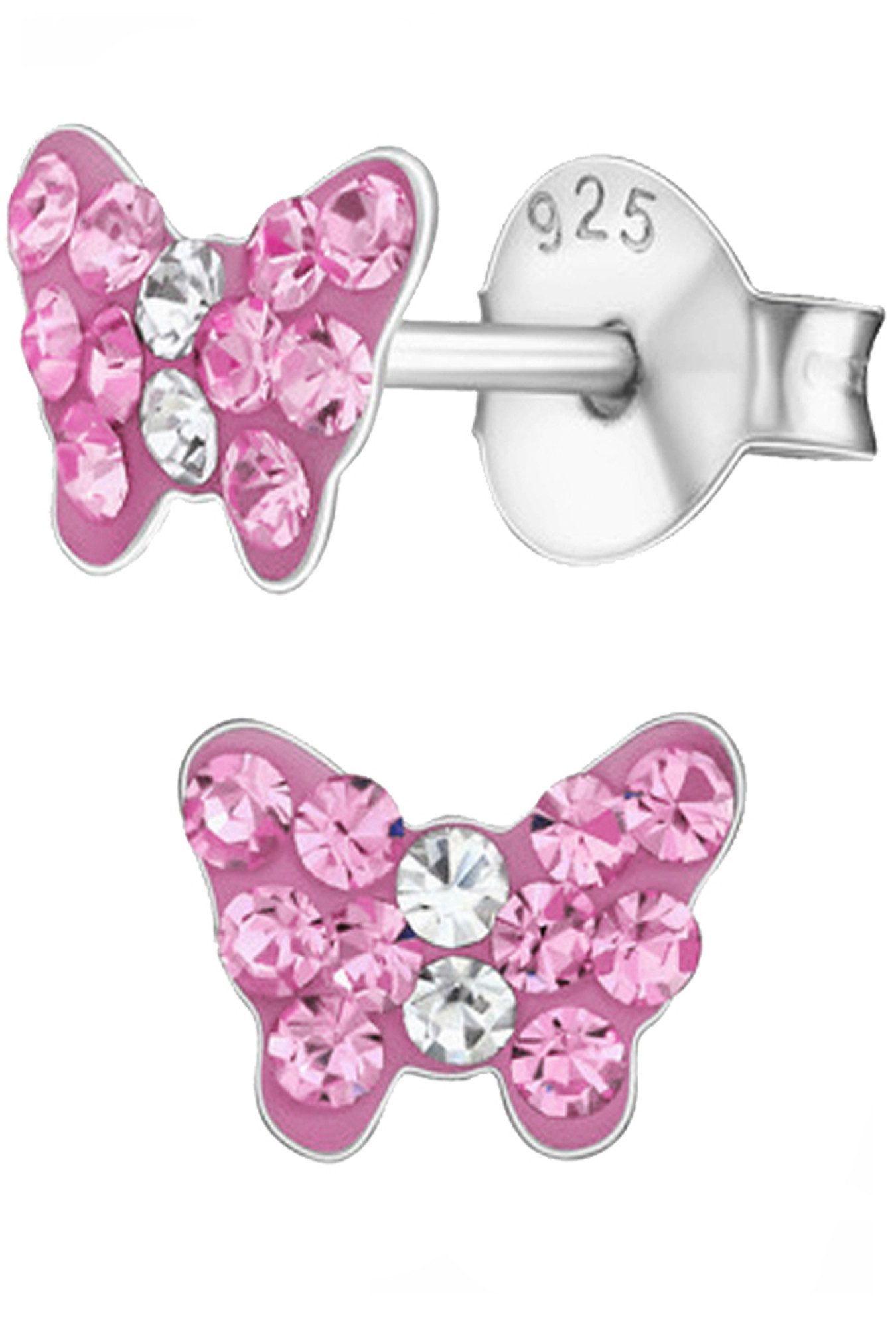 Limana Paar Ohrstecker Mädchen Damen Ohrringe 925 Silber Kinder Schmetterling Echtschmuck, Kinderschmuck Damenschmuck Kinderohrringe