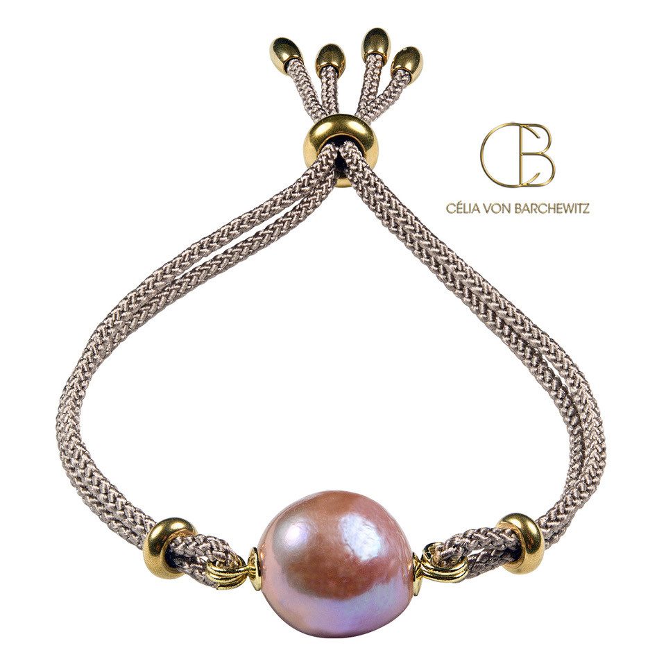 Celia von Barchewitz Perlenarmband »SUNRISE" Armband Damen mit Semi-Barock-Perle, natürlich gewachsene Zuchtperle in barocker Form, Größe verstellbar