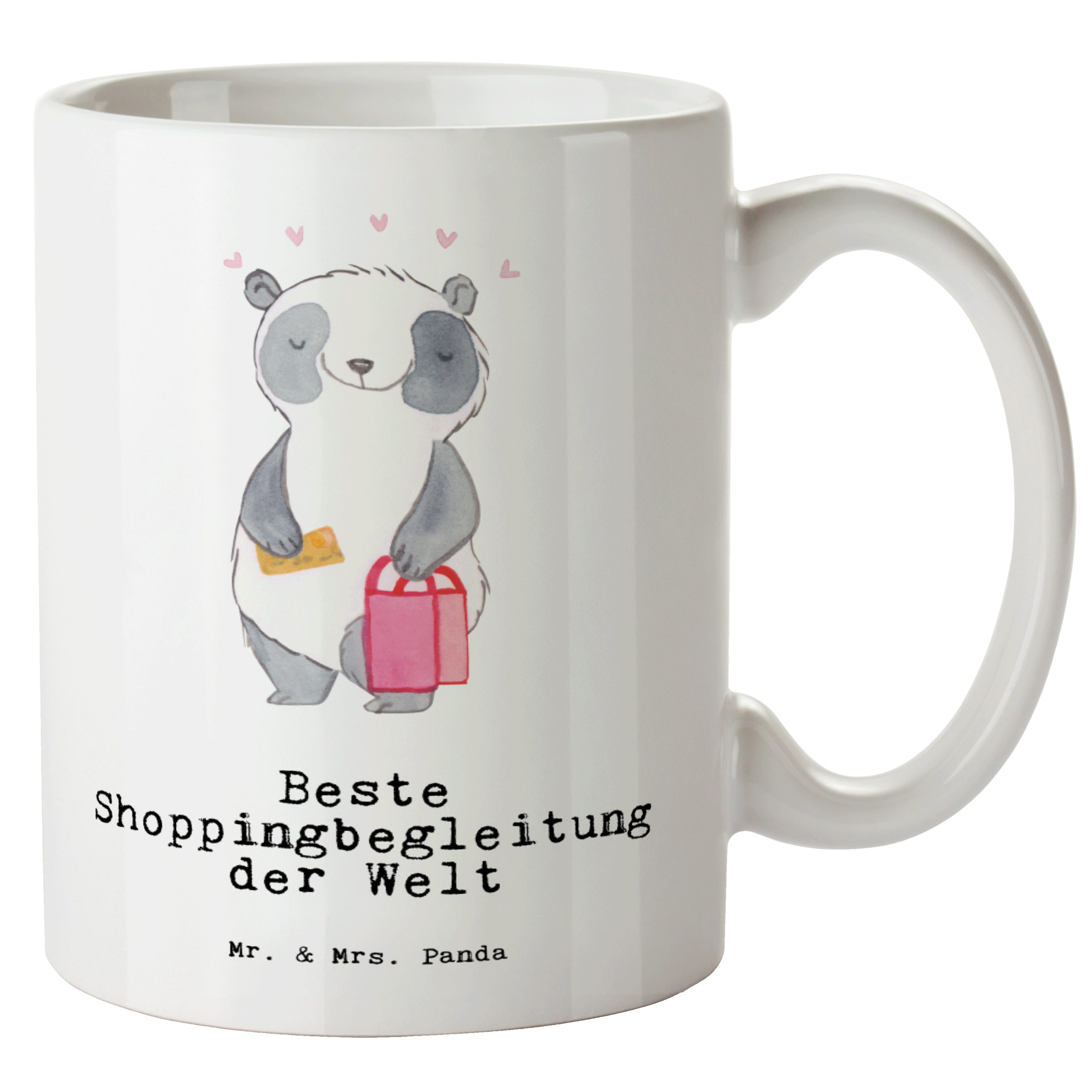 Mr. & Mrs. Panda Tasse Panda Beste Shoppingbegleitung der Welt - Weiß - Geschenk, spülmaschi, XL Tasse Keramik