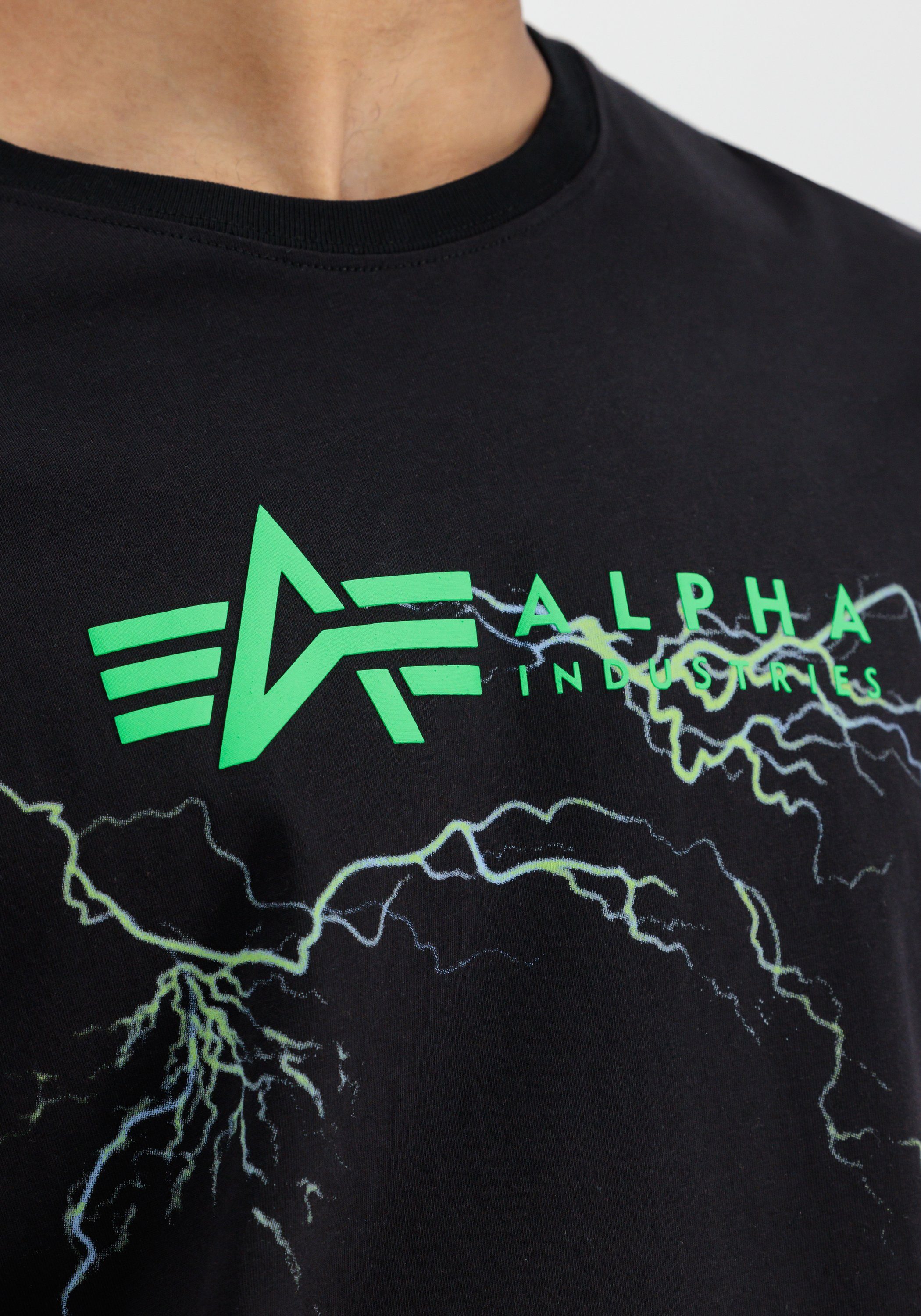 Industries T Alpha T-Shirt green - Lightning AOP Industries Men black/light Alpha T-Shirts