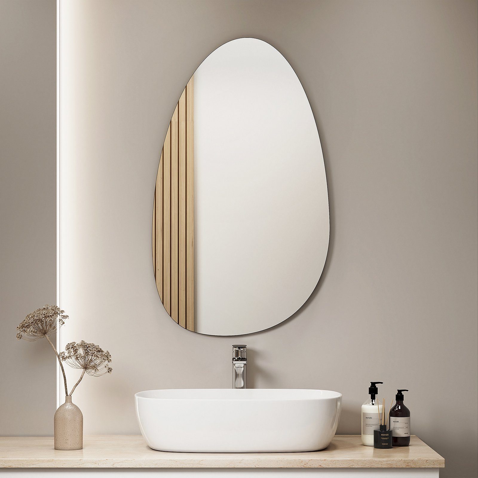 Einfache Netzkabel ohne Wandspiegel Rahmen kein S'AFIELINA Badspiegel Modern Installation, 85×50cm, Badspiegel