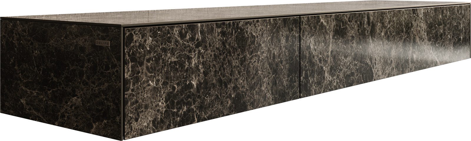 DELIFE Lowboard Cuor, Keramik Emperador Extra Lucidato Dunkelbraun 150 cm 1 Klappe 1 Schubfa