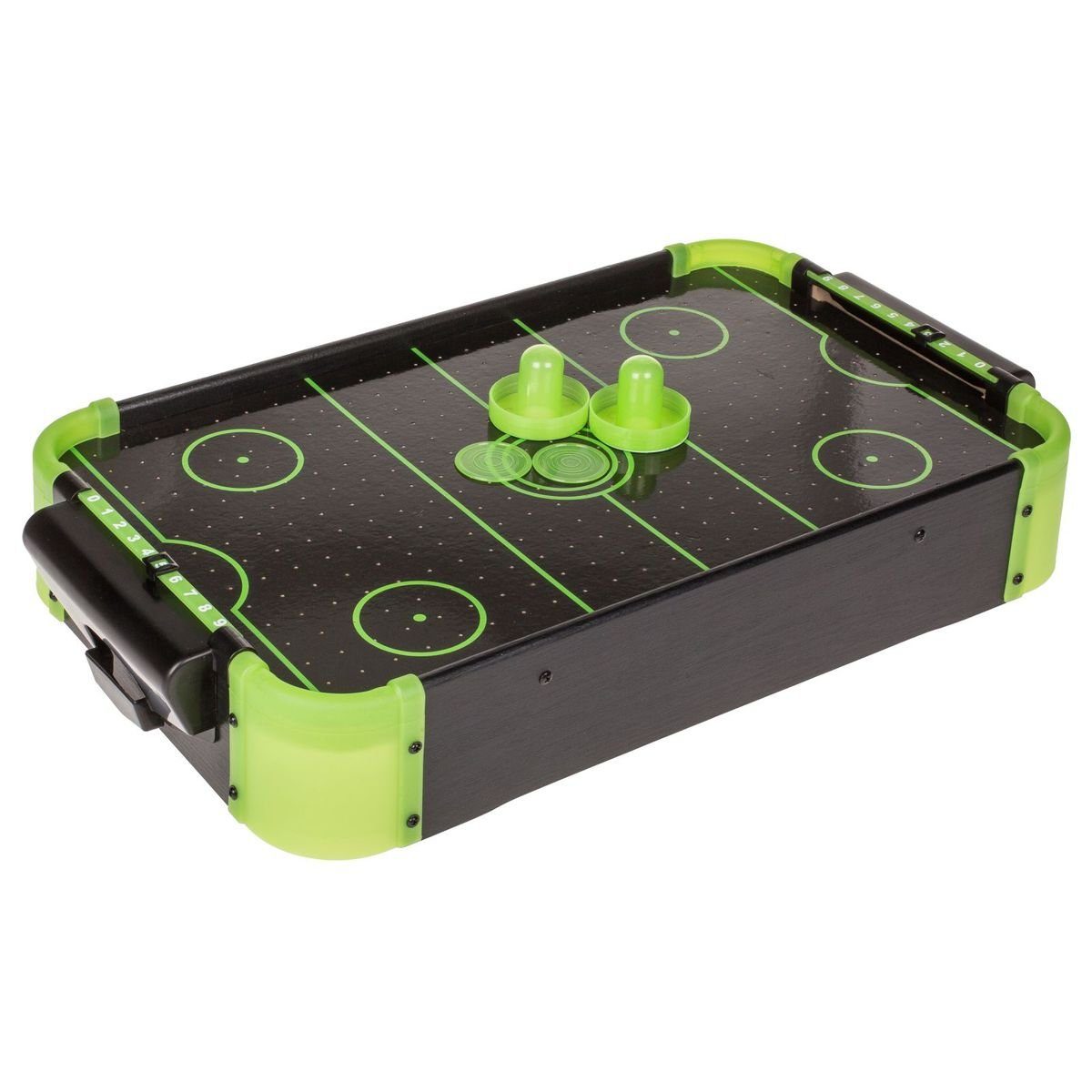 Air-Hockeytisch Mini Spielfeld Tisch-Air-Hockey ca. 49,5x31cm mit Glow in Dark Effekt
