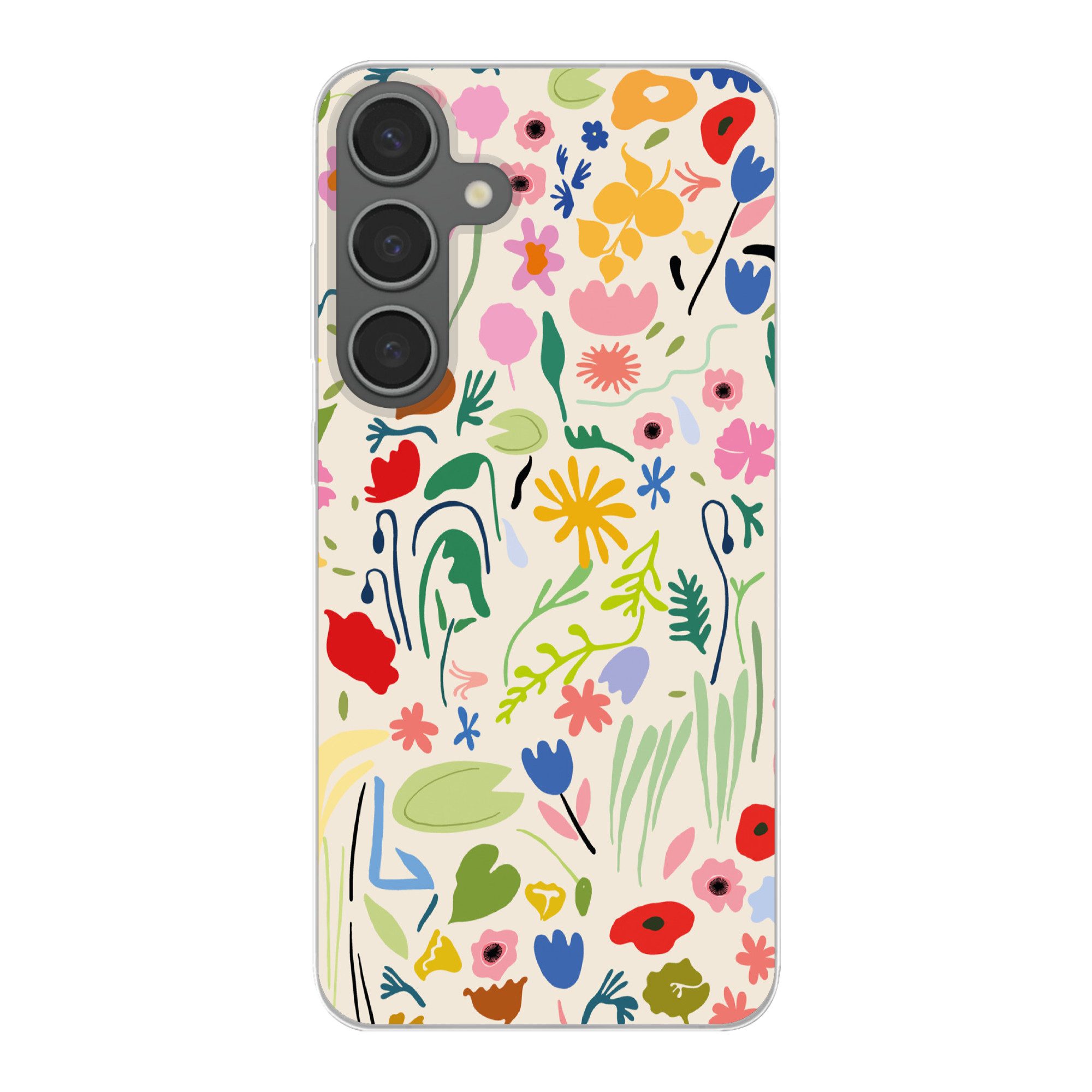 MuchoWow Handyhülle für Samsung Galaxy S24 Plus Blumen - Muster - Pflanzen, Phone Case, Silikon, Schutzhülle Dünn