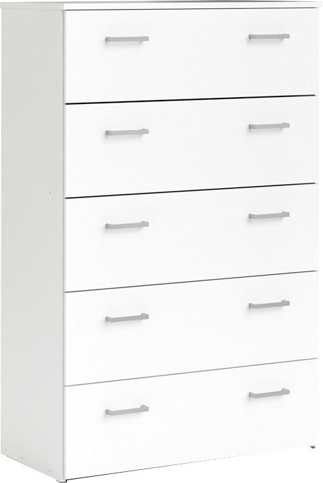 Home affaire Hochkommode, graue Stangengriffe, einfache Selbstmontage, 74,1 x 114,7 x 35,95 cm Weiß | Weiß