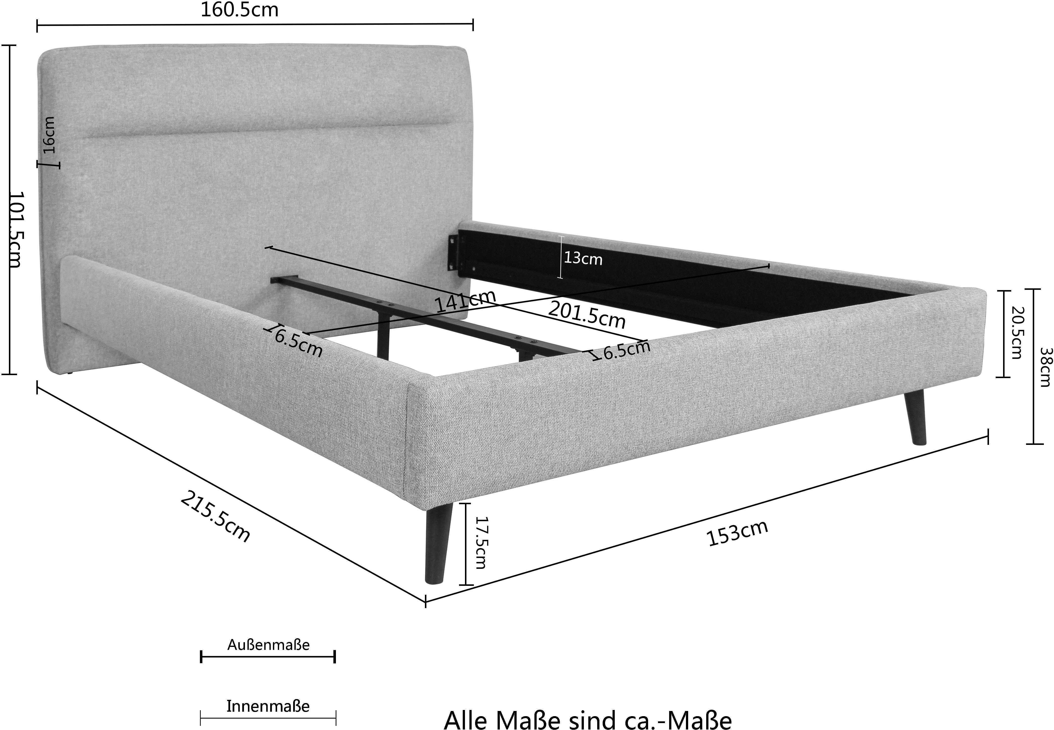andas Größen Polsterbett Traumstation, in Strukturstoff, zwei hellgrau im