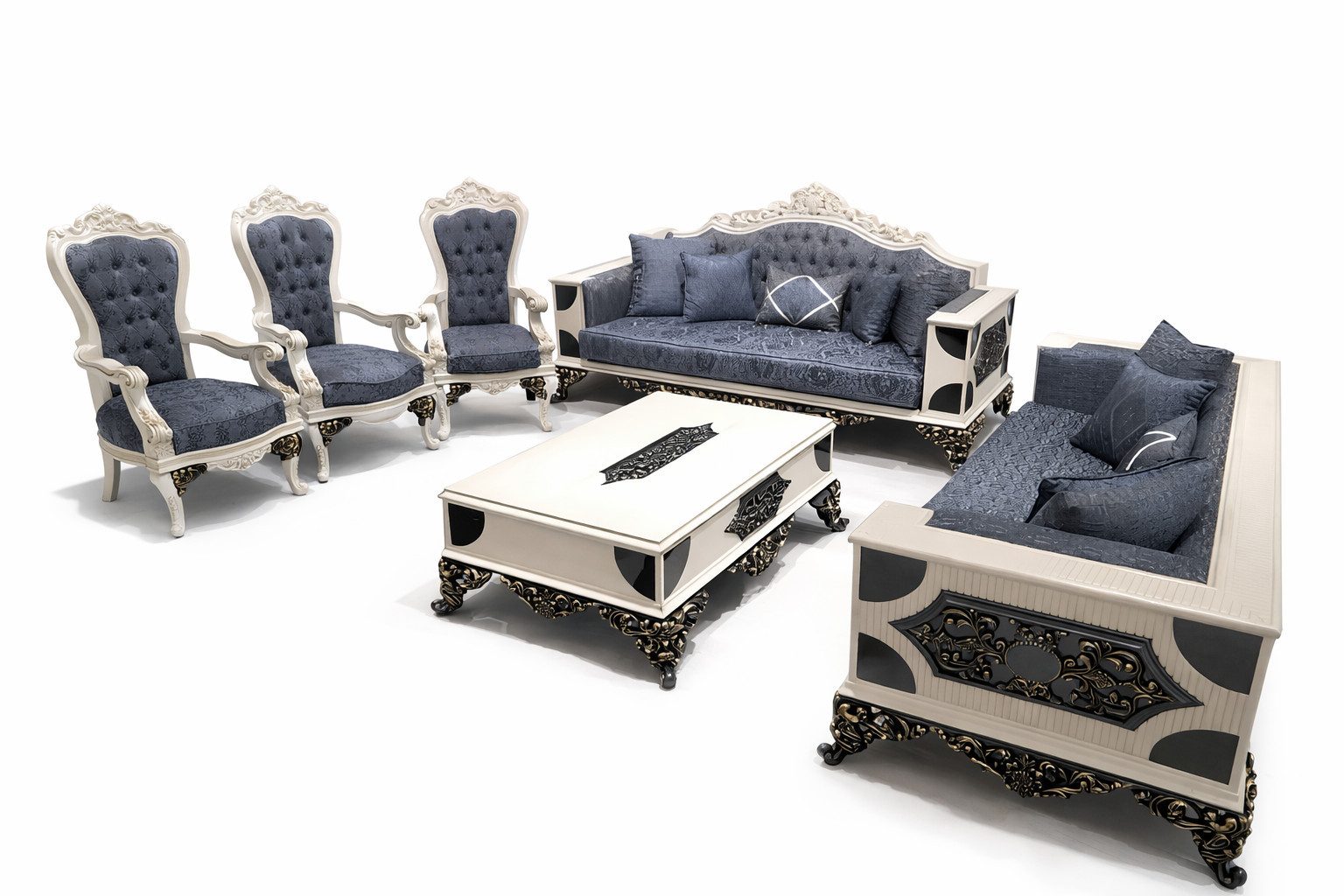 Xlmoebel Polstergarnitur Luxuriöses Set aus zwei edlen 3-Sitzer Sofas aus hochwertigen Mat, (Polstergarnitur, 2-tlg., 2er Set, 3-Sitzer), Made in Europa