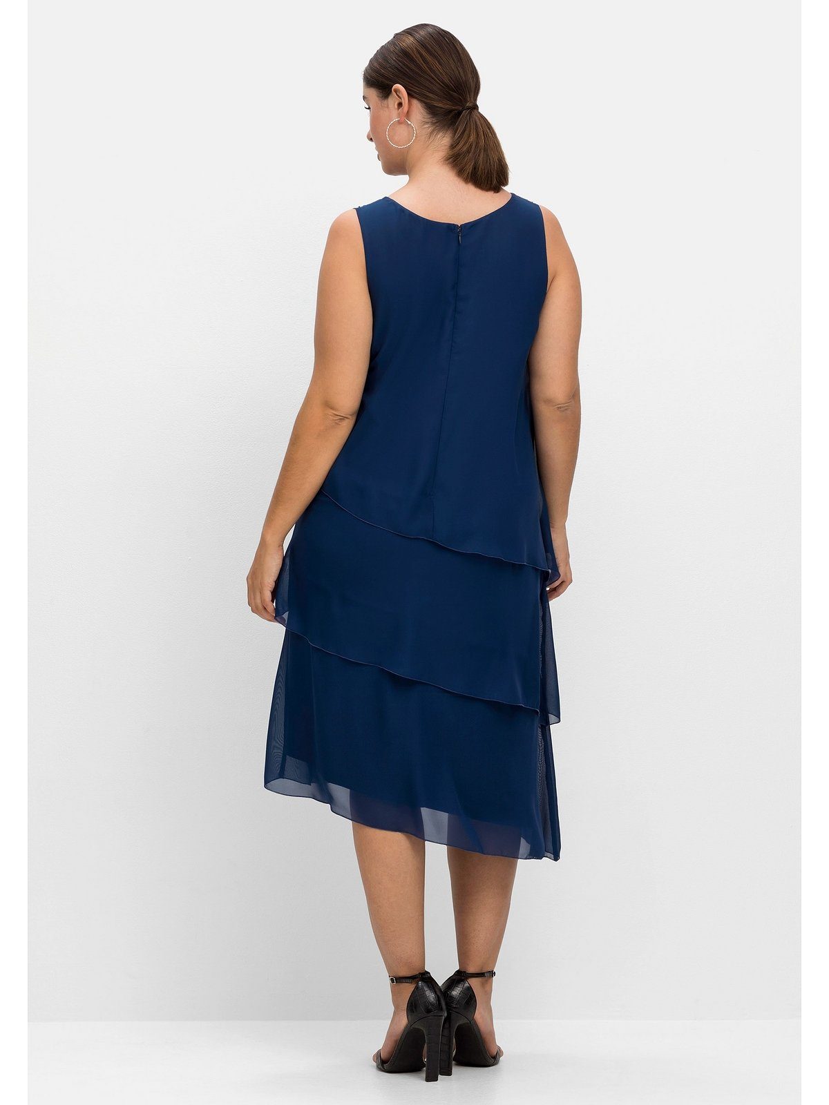 Pailletten Große Sheego Layerlook, im blau Größen mit Cocktailkleid