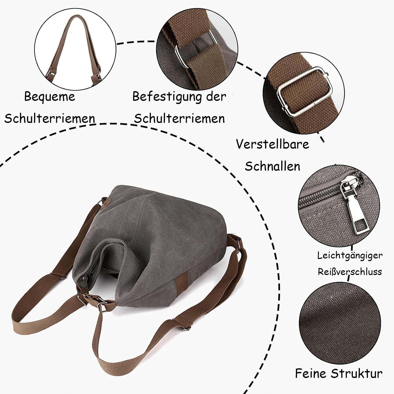 nsihing Rucksack Damen Rucksack Große Kapazität Schultasche Casual Handtasche Vintage – Bild 3 von 5