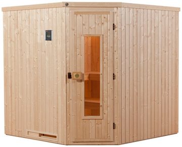 weka Sauna Varberg 3, BxTxH: 194 x 194 x 199 cm, 57 mm, 7,5 kW Bio-Ofen mit ext. Steuerung