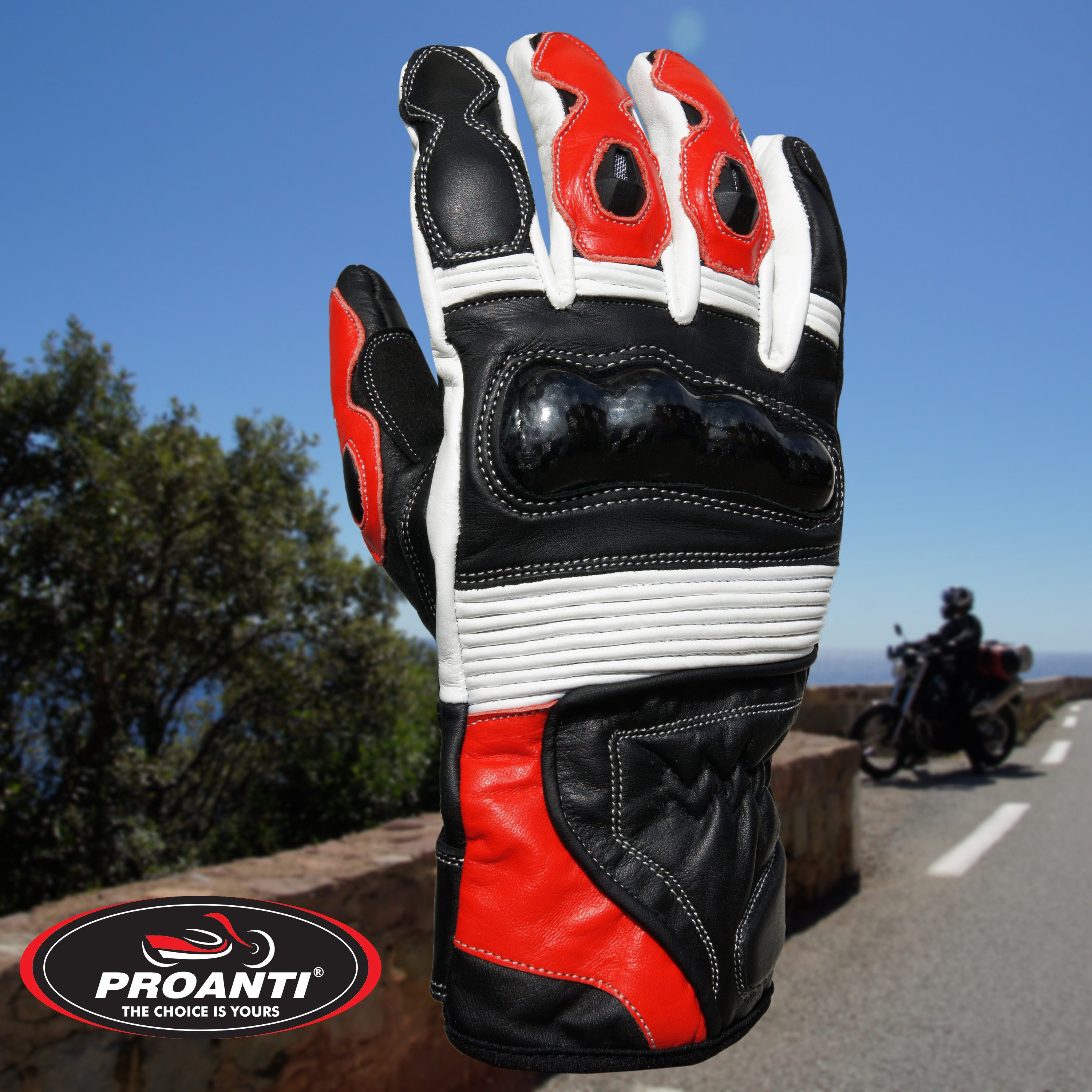 PROANTI Motorradhandschuhe PROANTI Motorradhandschuhe Racing Leder Motorrad Handschuhe rot