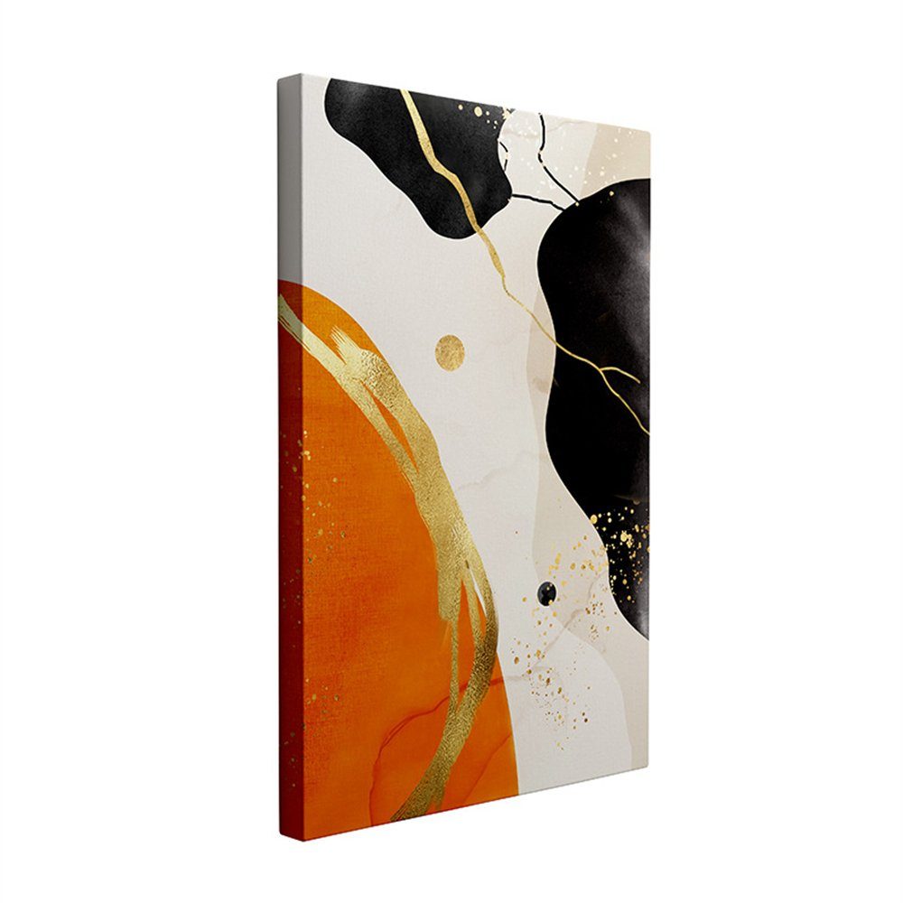 Rouemi Kunstdruck Orange abstrakte dekorative Malerei, Linienmalerei auf Leinwand, (30×40cm), Aufhängefertig Orange-B