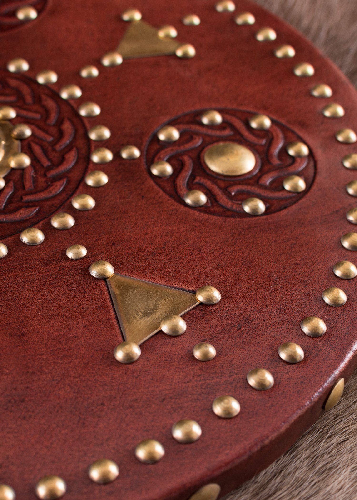 Battle Merchant Ritter-Kostüm Mini-Targe, kleiner Schottischer Rundschild mit Messingbeschlägen