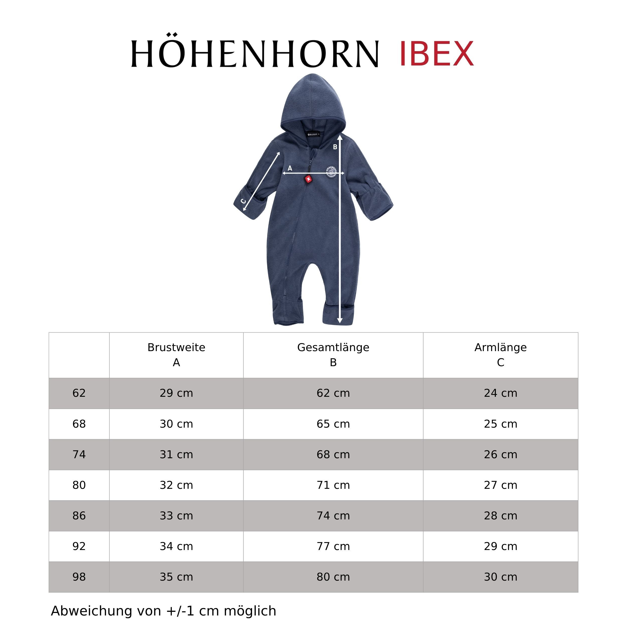 Höhenhorn Strampler Ibex Baby Fleece Overall Winter Herbst Strampler Kleinkind mit Kapuze