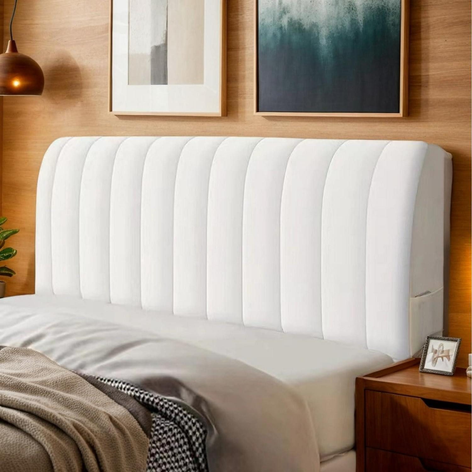 LuxusKollektion Betthusse Kopfteilbezug Samt Weiss 200cm