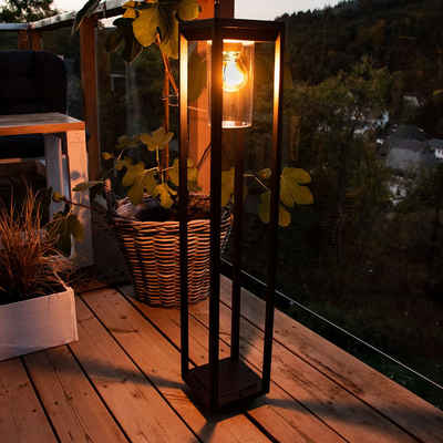 etc-shop Außen-Stehlampe, ALU Steh Lampe schwarz Außen Beleuchtung Terrassen Strahler Garten Laterne Hof Leuchte