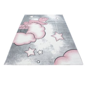 Teppich Bär Design, Teppium, Rechteckig, Höhe: 11 mm, Kinderteppich Bär-Design Rosa Baby Teppich Kinderzimmer Pflegeleicht