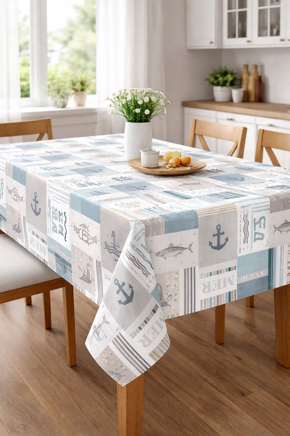 texpot Tischdecke Wachstuch Meer Maritim Fisch Anker See abwischbar (1-tlg)