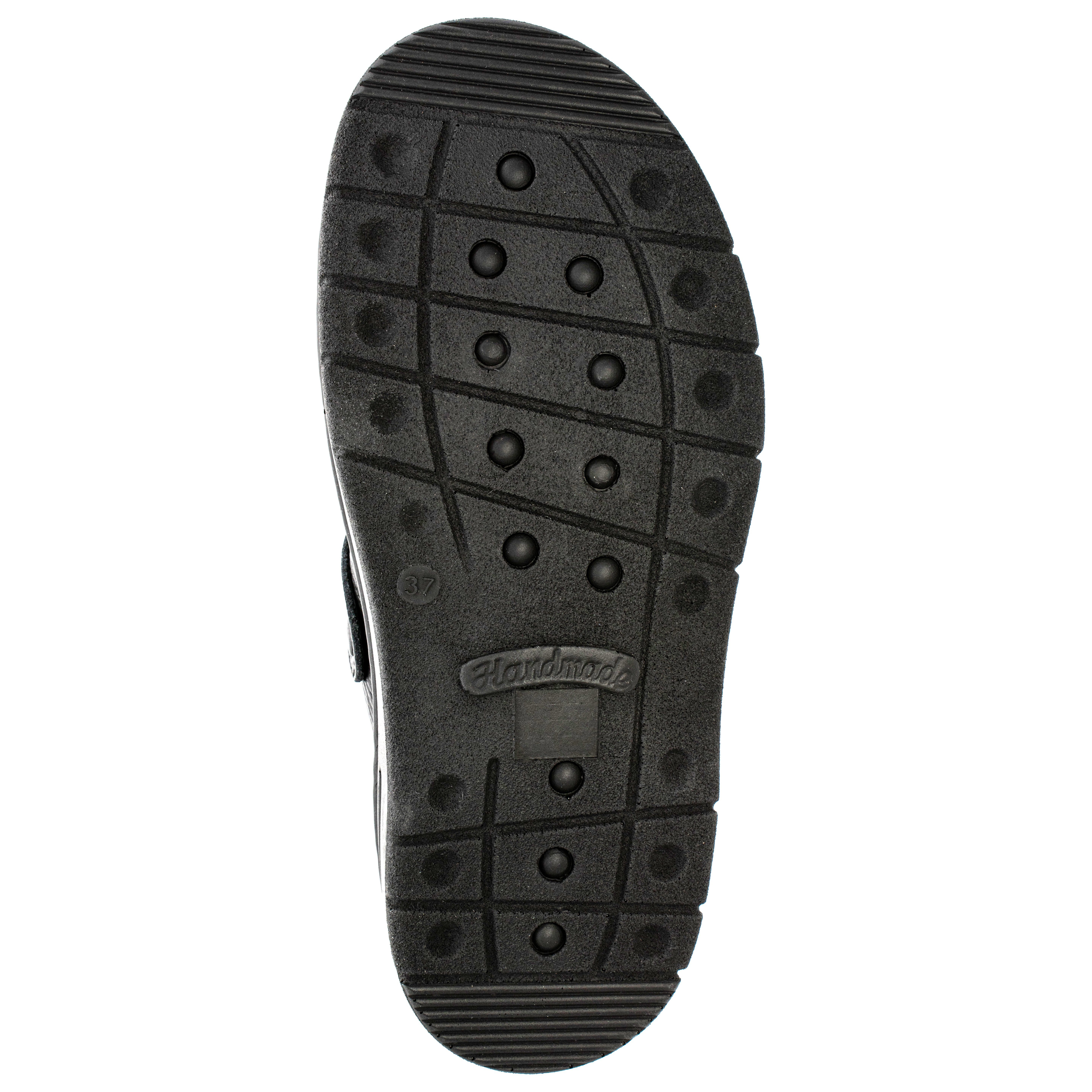Lederfußbett aus gepolstertes schwarz Sina Fischer-Markenschuh Pantolette Nappaleder,
