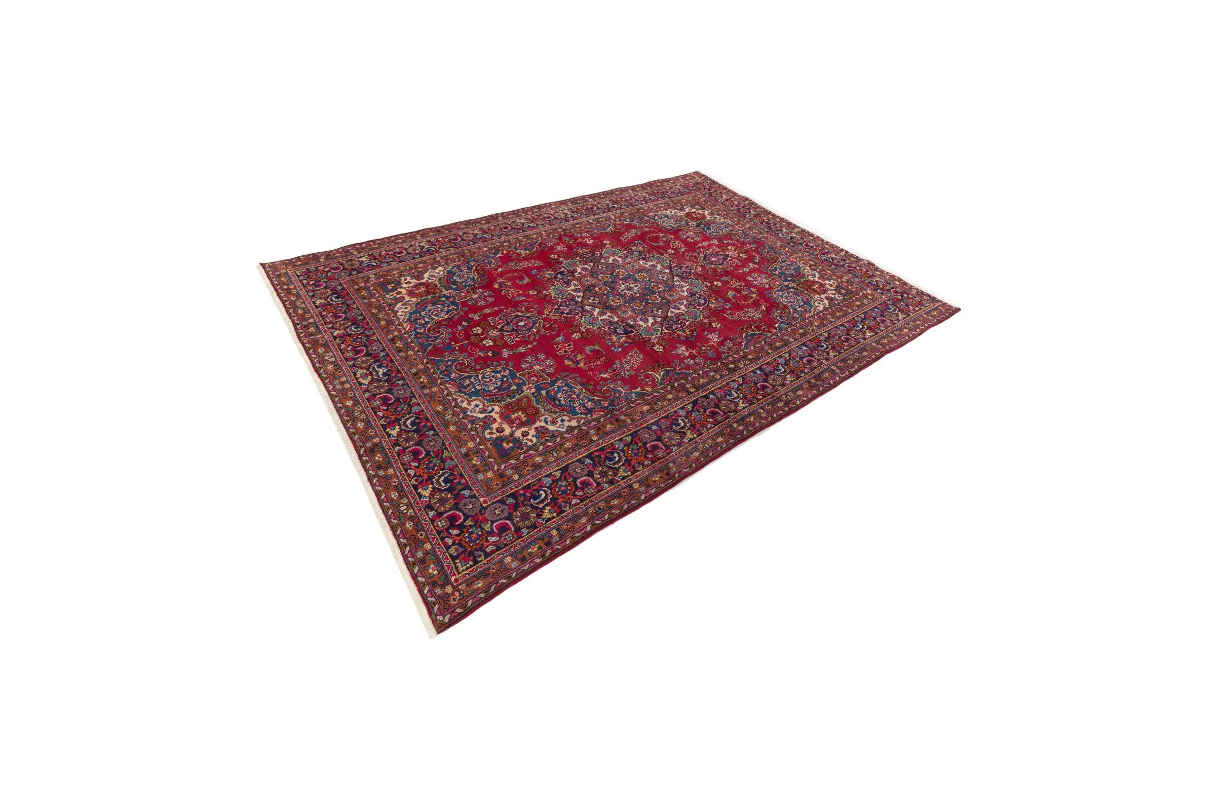Nain Trading Orientteppich Mashad Vintage 245x350 Handgeknüpfter Moderner Orientteppich, rechteckig, Höhe: 8 mm