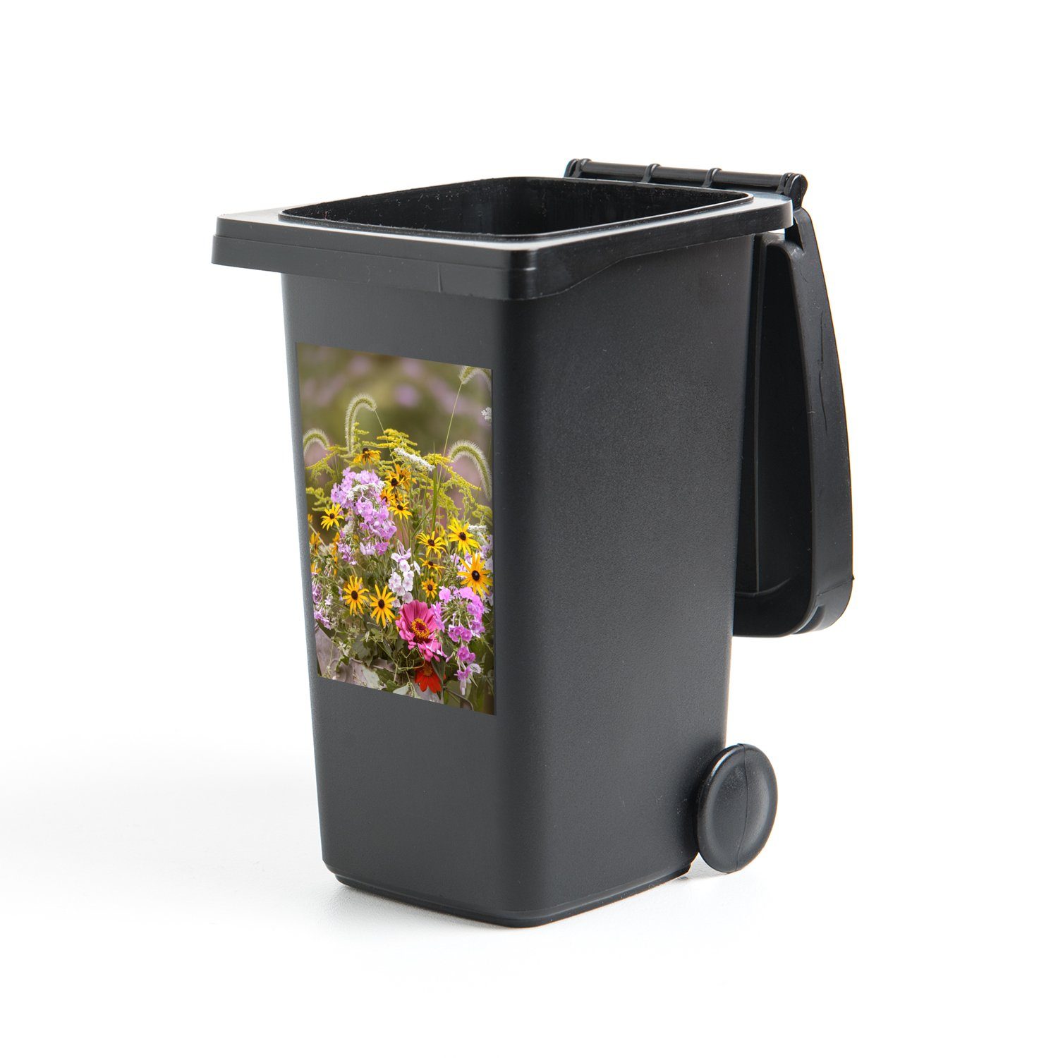 MuchoWow Wandsticker Blumen - Gießkanne - Farbe (1 St), Mülleimer-aufkleber, Mülltonne, Sticker, Container, Abfalbehälter