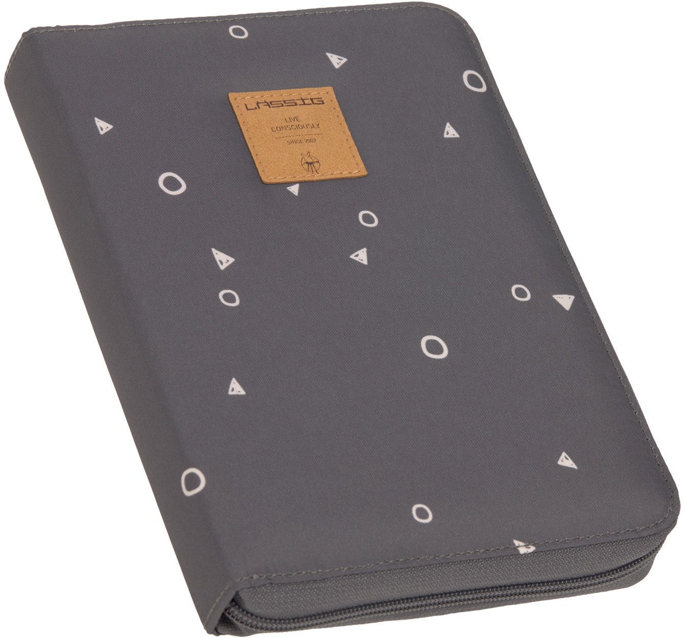LÄSSIG Mutterpass-Hülle Casual, Document Pouch, Universe Anthracite, mit Reißverschluss, PETA-approved vegan