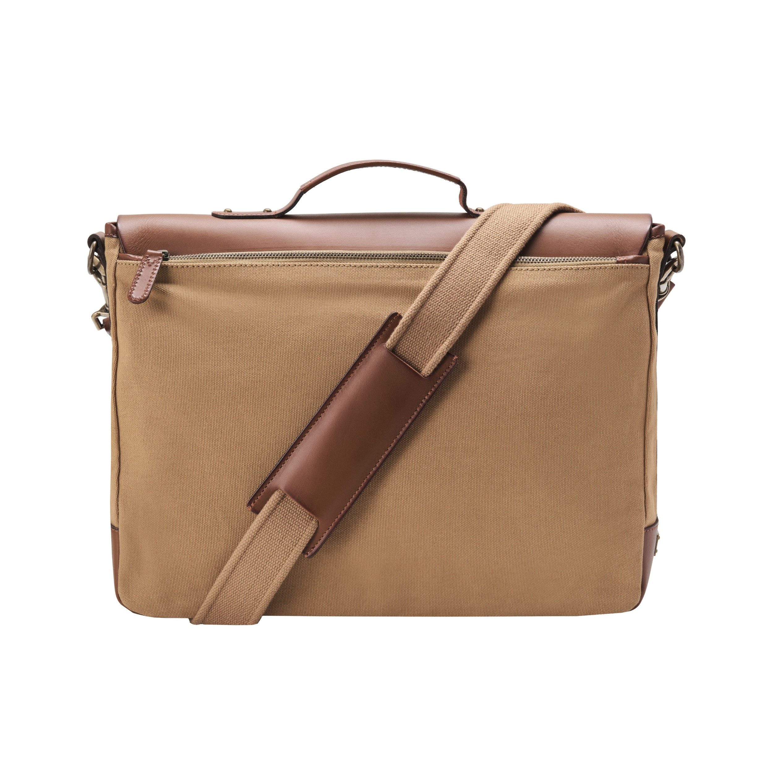DRAKENSBERG Umhängetasche Aktentasche »Milo« Khaki-Beige, Herren Schultertasche mit 15" Laptopfach aus wasserabweisendem Canvas