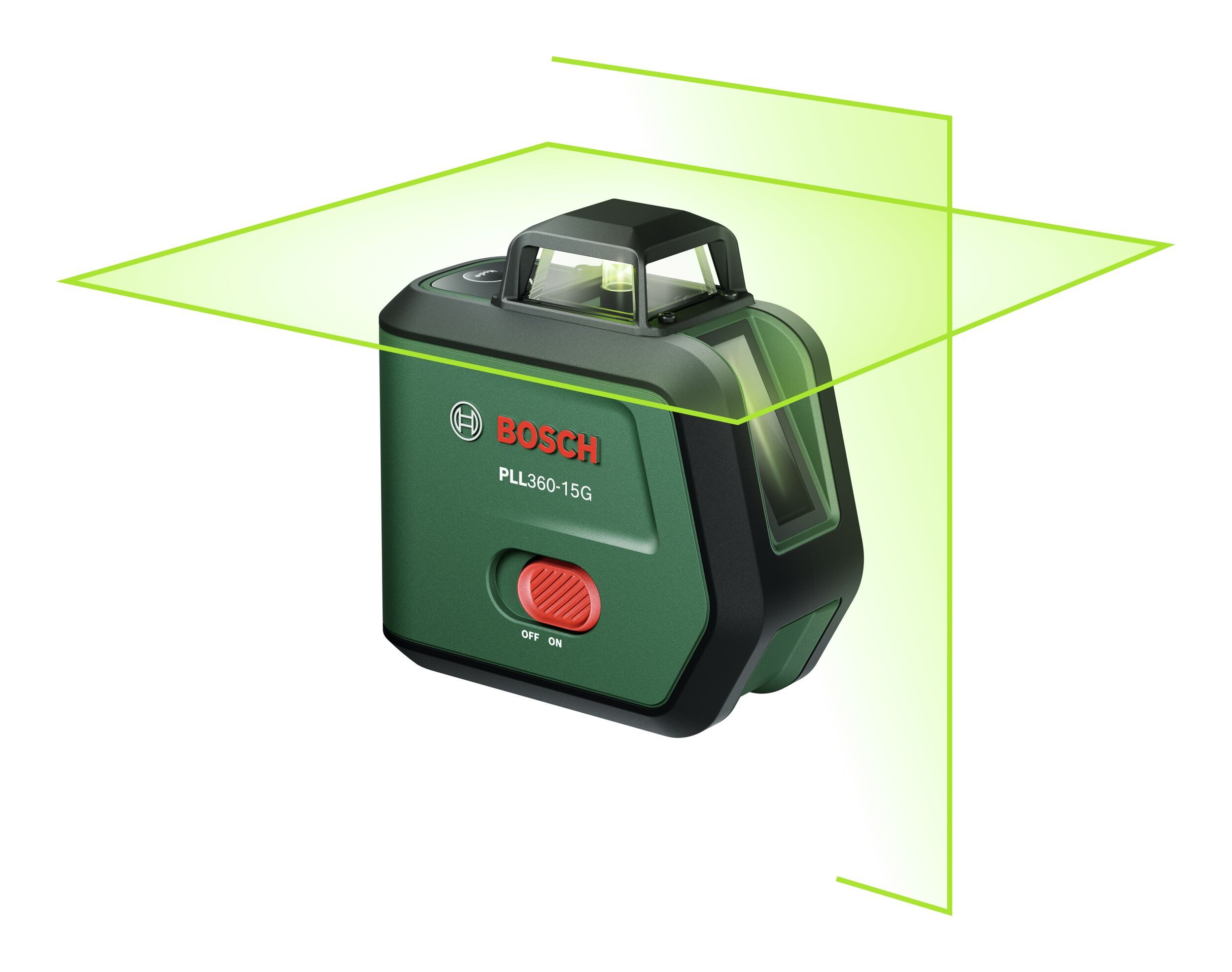 BOSCH Punkt- und Linienlaser PLL, Kreuzlinien-Laser PLL360-15G mit 1x Akku 3,6V 2 Ah - in Tasche