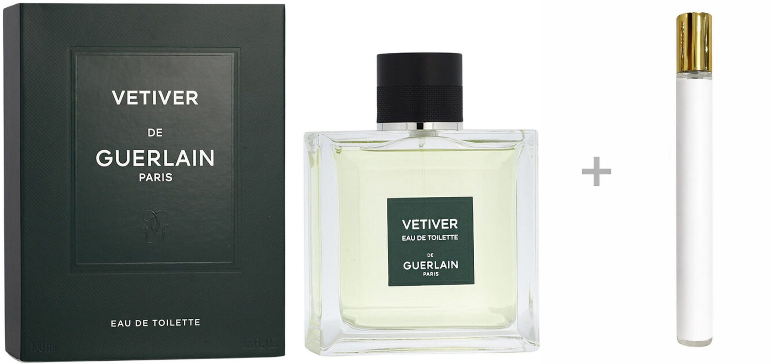 GUERLAIN Duft-Set Vétiver Eau de Toilette (EDT) Herren Spray, Frisch-würzig-holziger Duft mit Zitrus und Vetiver - mit Reiseduft