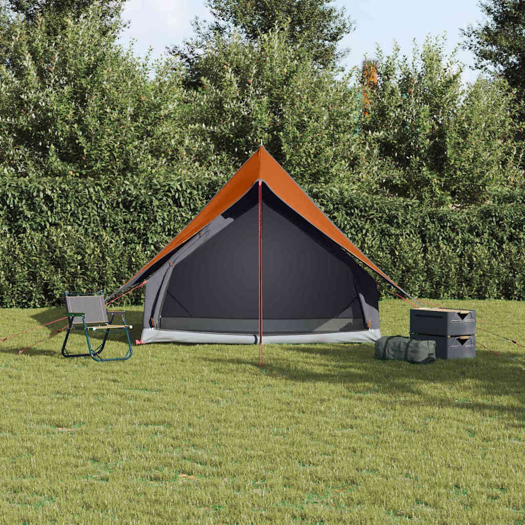 vidaXL Tunnelzelt Familienzelt mit Dach Grau und Orange 220 x 220 x 184 cm, (1 tlg)