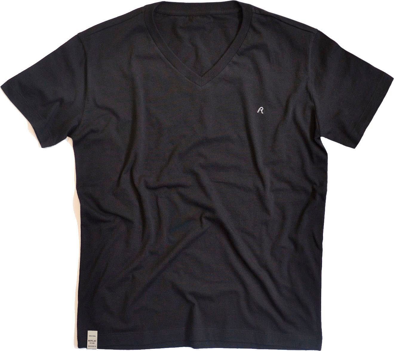 Replay white/black 2-tlg) V-Shirt (Set,