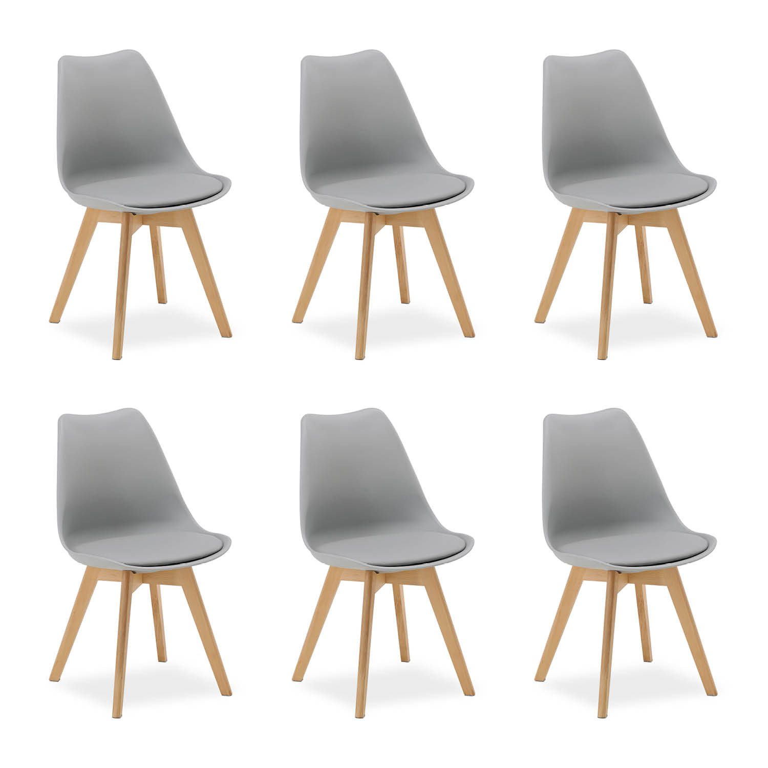 Homestyle4u Küchenstuhl Esszimmerstuhl Esstisch Küche Esszimmer Weiß Grau Schwarz (6er Set, 6 St), Skandinavisch, stabil