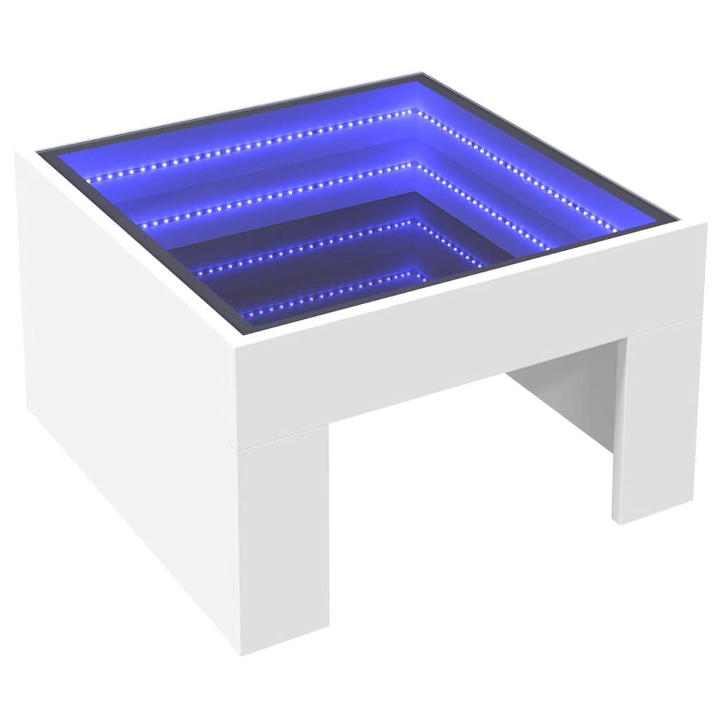 vidaXL Couchtisch Couchtisch mit Infinity-LED Weiß 50x50x30 cm (1-St) günstig online kaufen