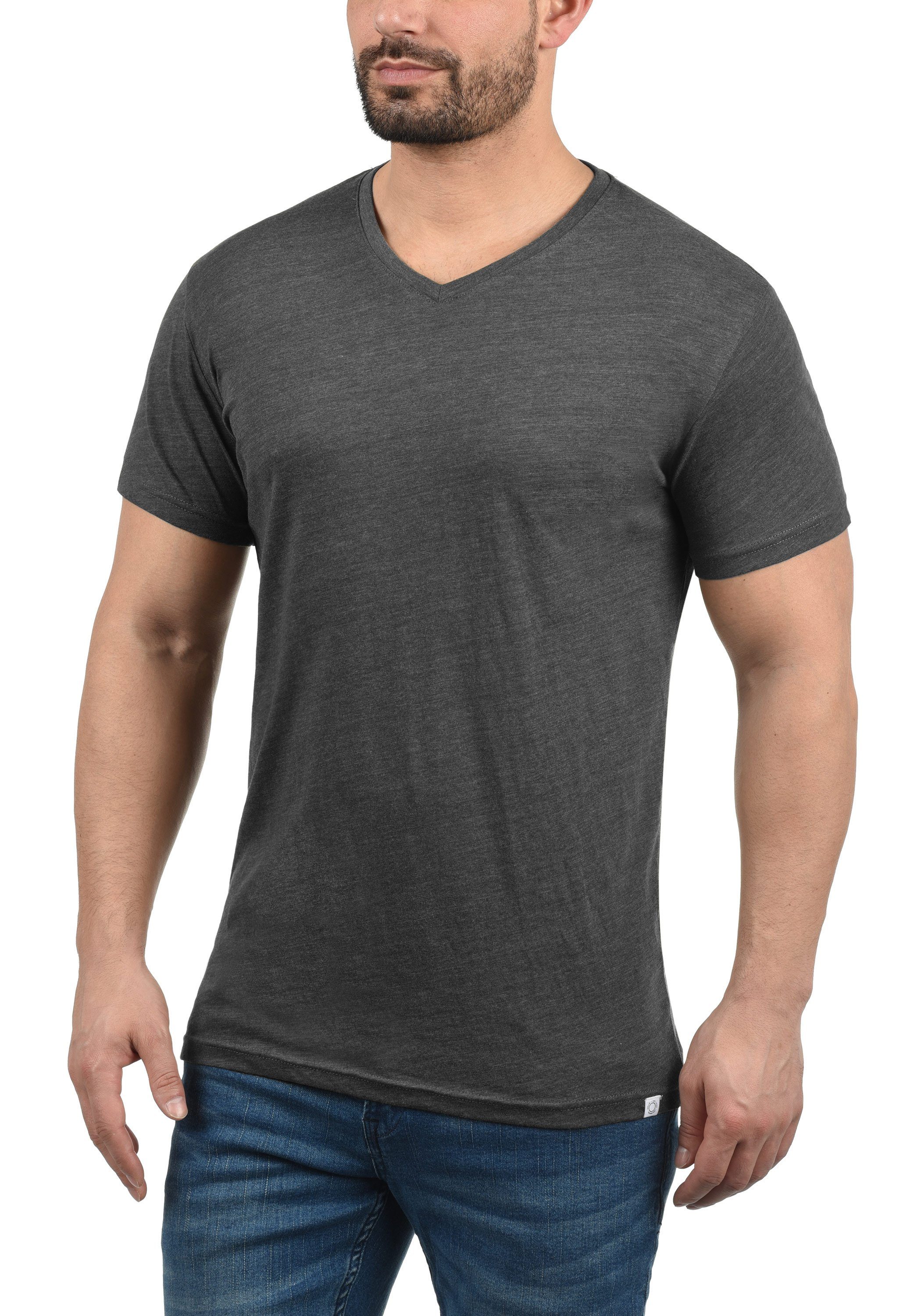 (8288) Effekt Melange mit Kurzarmshirt SDBedo Melange V-Shirt !Solid Dark Grey