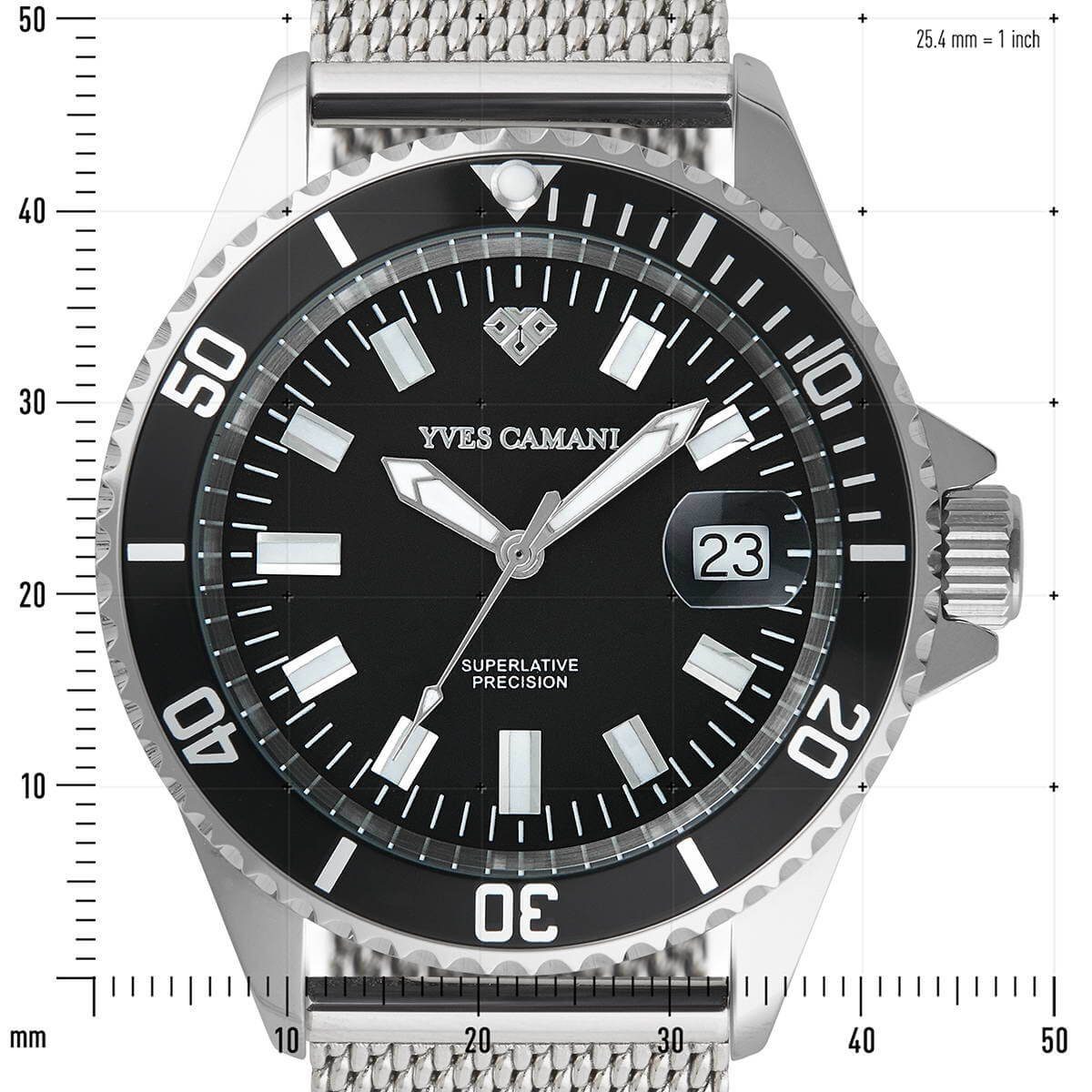 Yves Camani Quarzuhr ANWEN B, drehbarer Lünette, Datumsanzeige mit Lupe, 5 ATM