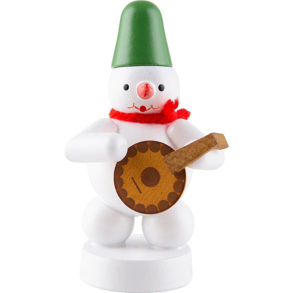 Volkskunst Zenker Dekofigur Schneemann Musikant mit Laute (8cm) von Zenker Volkskunst